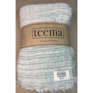 Teema Blanket Towel Stripes Blue White Turkish Cotton Boho Beach Lounge Decor